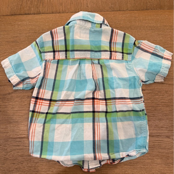 Carter's Multicolor Plaid Baby Short Sleeve Button Up Shirt - Picture 2 of 3